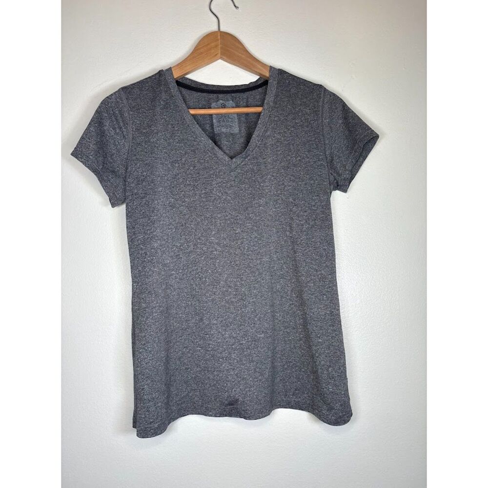Champion V-neck Workout Top in Heather Dark Gray